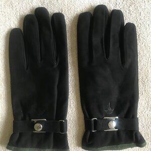 Nubuck Fine Leather Gloves Black Lined Elegant